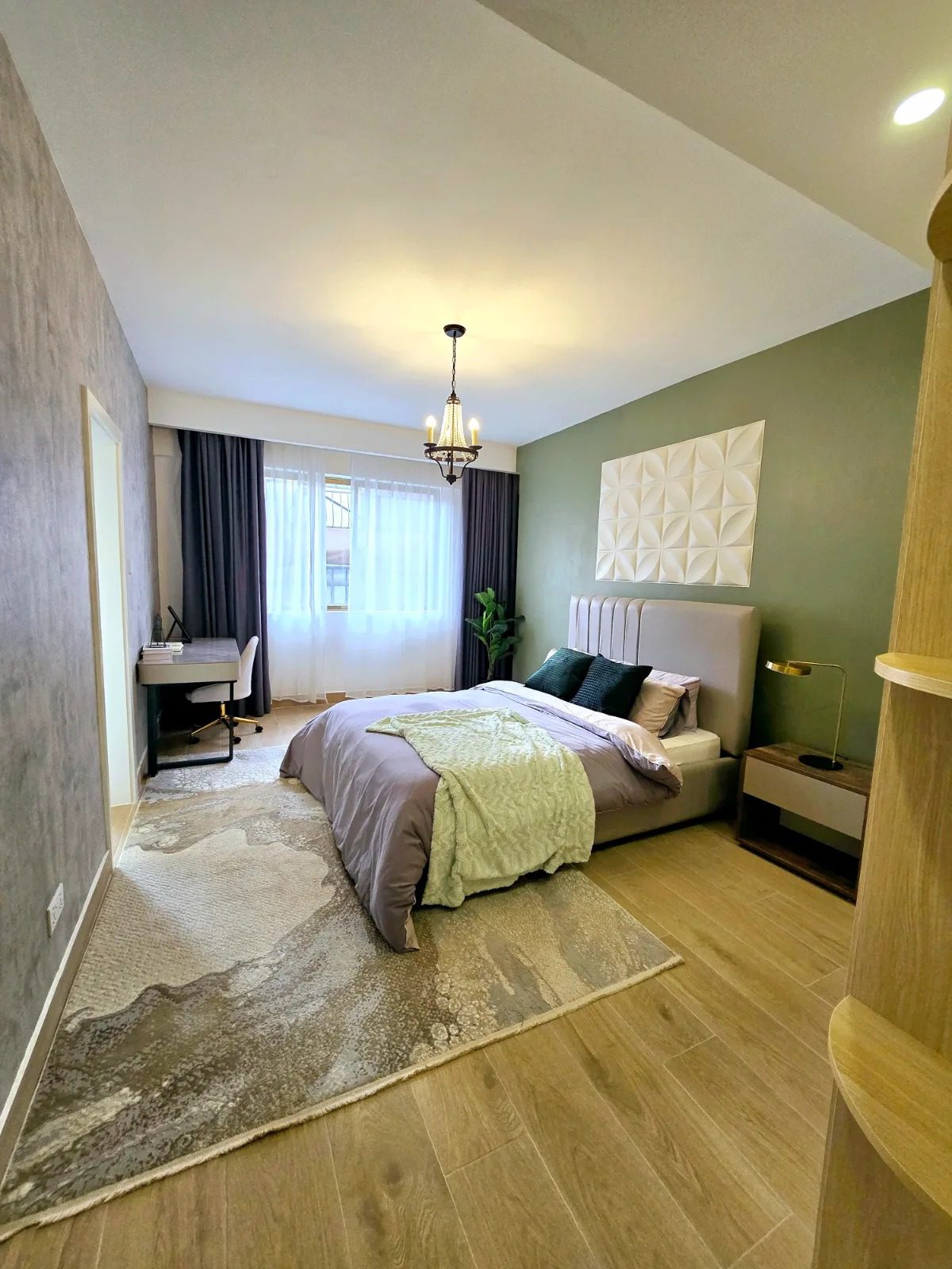 Bedroom with Green Accents  